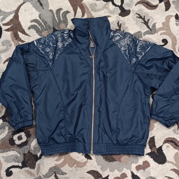 VTG 80s BOLO Spirit Women's Sz 1X Navy Windbreaker Track Jacket Pants Suit Set - Picture 12 of 13